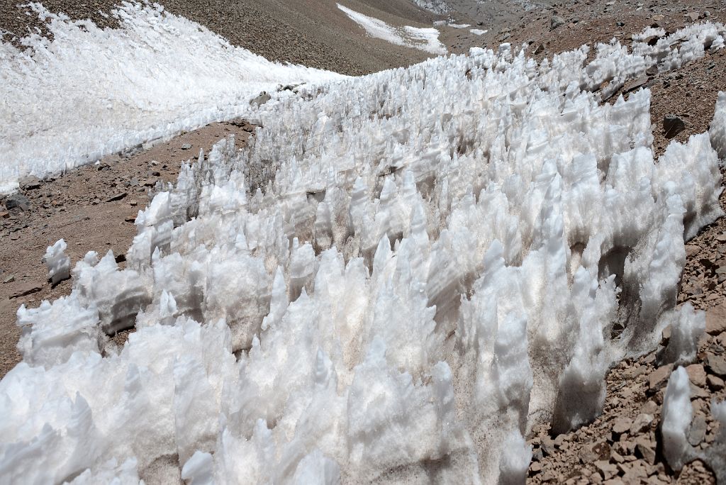 12 Small Ice Penitentes Crossing The Glacier Between The Narrow Gully And The Hill To Camp 1 From Plaza Argentina Base Camp